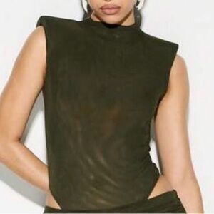 Elegant Olive Sleeveless Bodysuit